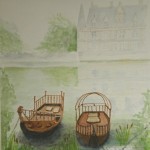 Boats on a misty lake